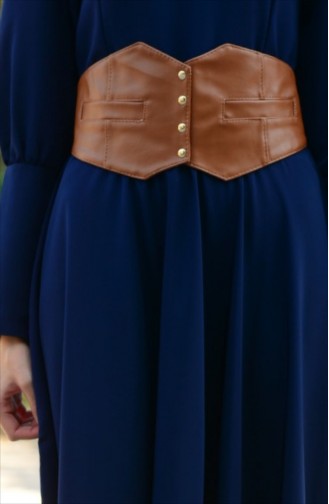 Navy Blue Hijab Dress 4538-01