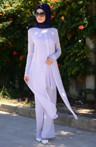 Tunik Yelek Pantolon 15015-01 Lila