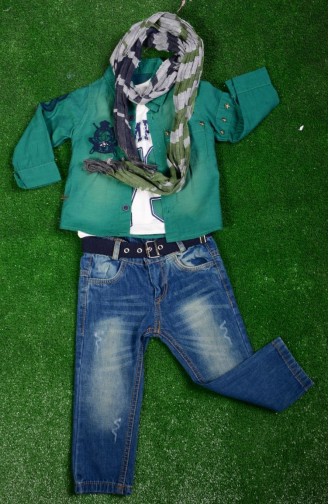 ملابس اطفال أخضر حشيشي 1473-02