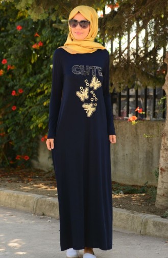 Dunkelblau Hijab Kleider 4102-02