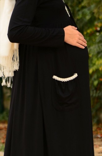 Tesettür Hamile Elbise 4108-01 Siyah