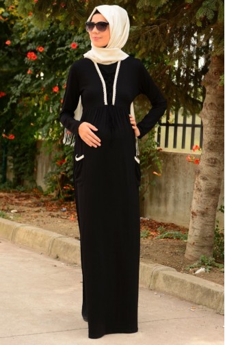 Tesettür Hamile Elbise 4108-01 Siyah