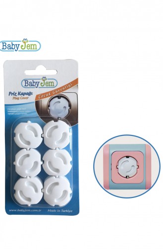 Baby Jem Topraklı Priz Koruyucu 310560-01 Beyaz