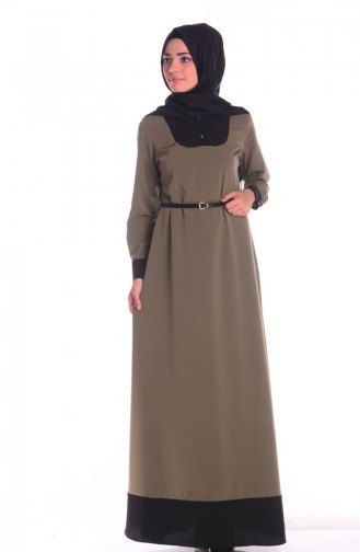 Khaki Hijab Dress 5456-05