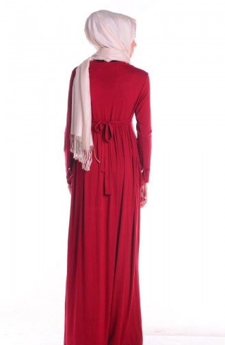Tesettür Hamile Elbise 4109-06 Bordo