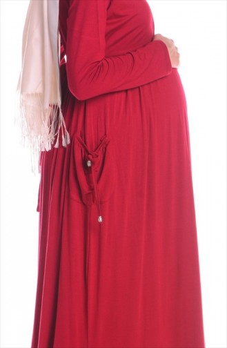 Tesettür Hamile Elbise 4109-06 Bordo