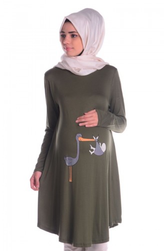 Tesettür Hamile Tunik 4120-04 Haki Yeşili