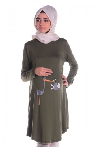 Tesettür Hamile Tunik 4120-04 Haki Yeşili
