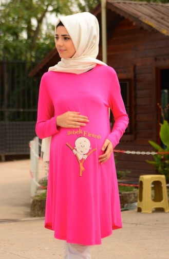 Tesettür Hamile Tunik 4121-05 Fuşya