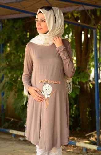 Tesettür Hamile Tunik 4121-06 Vizon