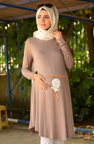 Tesettür Hamile Tunik 4121-06 Vizon