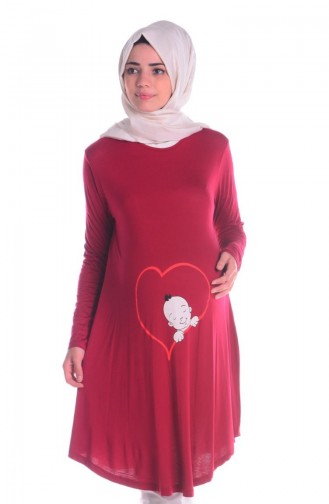 Tesettür Hamile Tunik 4122-03 Bordo
