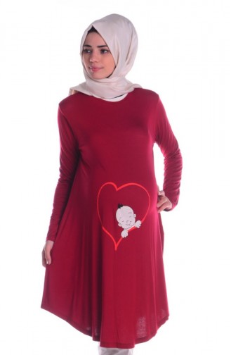 Tesettür Hamile Tunik 4122-03 Bordo