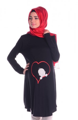 Tesettür Hamile Tunik 4122-02 Siyah