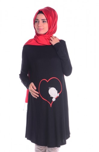 Tesettür Hamile Tunik 4122-02 Siyah