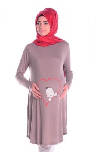 Tesettür Hamile Tunik 4122-06 Vizon