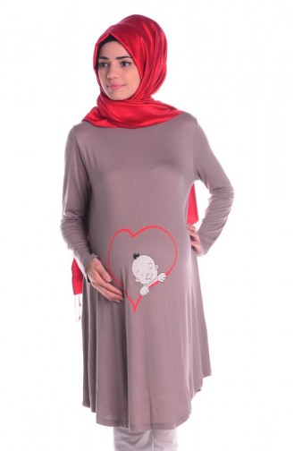 Tesettür Hamile Tunik 4122-06 Vizon