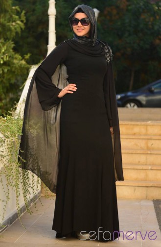 Famelin Abiye Elbise 4466-01 Siyah