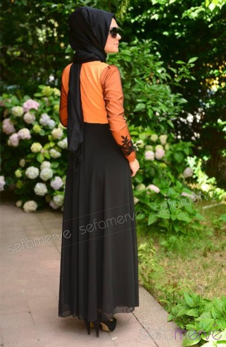 Orange Hijab Kleider 9015-02