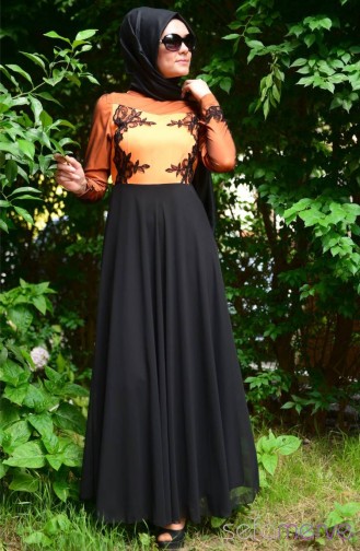 Orange Hijab Kleider 9015-02