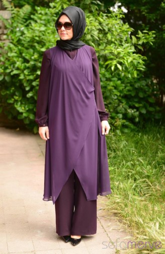 Filiz Yetim Skirt Overalls Set 8244-02 Purple 8244-02