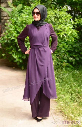 Filiz Yetim Skirt Overalls Set 8244-02 Purple 8244-02
