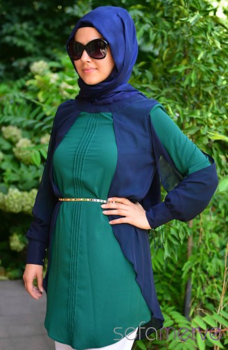 Sefamerve Kombin Tunik GLY 2038-06 Lacivert-Yeşil