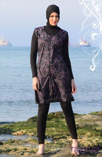 Odema Haşema Deniz 2113-02 Siyah Bordo Çiçekli