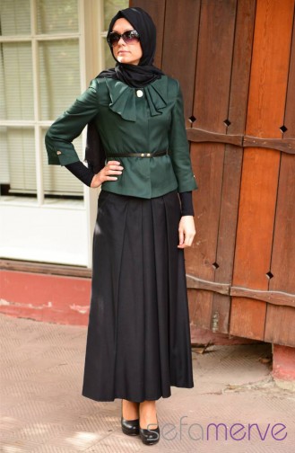 Hatunca Ceket Etek Takım 3360-02 Green-Black sil