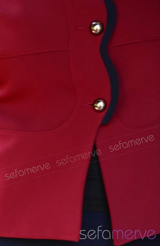 Hatunca Veste Pants Set 4375-03 Red-Navy Blue 4375-03