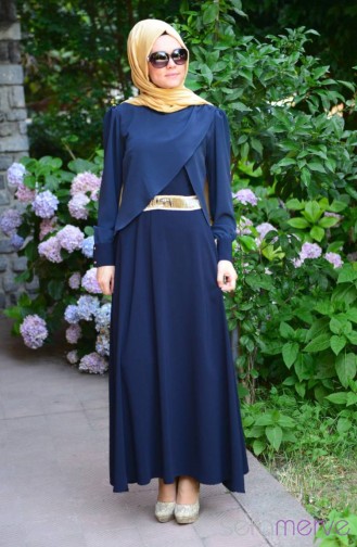 Hijab Dress AskinAy 8009-01 Navy Blue 8009-01