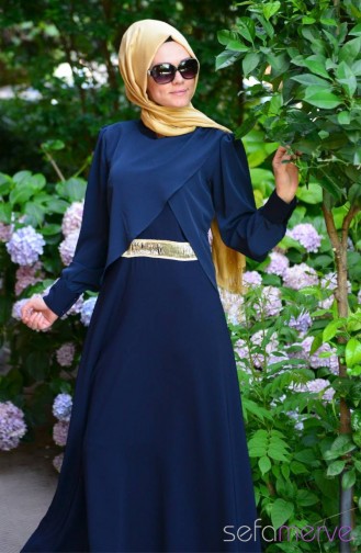 Hijab Dress AskinAy 8009-01 Navy Blue 8009-01
