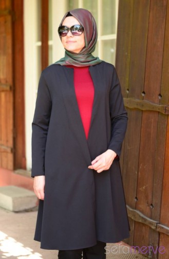 Aybikestil Volanlı Trençkot 7149-03 Siyah