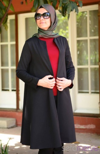 Aybikestil Volanlı Trençkot 7149-03 Siyah