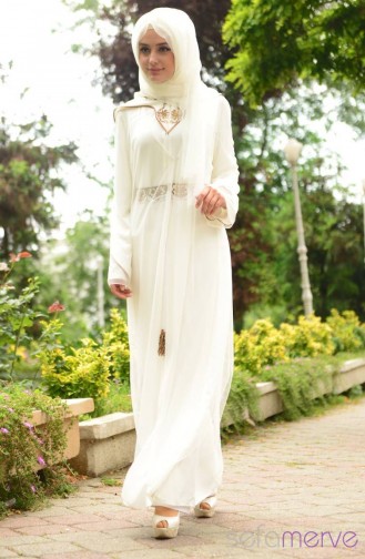 Ecru Abaya 7086-01