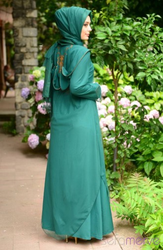 Begüm Special Design Abaya 7086-03 Green 7086-03