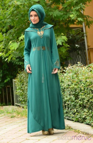 Grün Abayas 7086-03