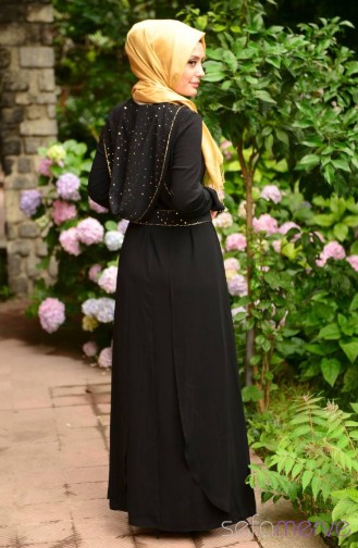 Hooded Zipper Abaya 7079-04 Black 7079-04