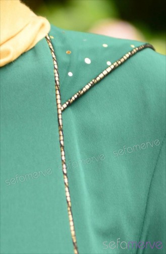 Hooded Zipper Abaya 7079-02 Green 7079-02