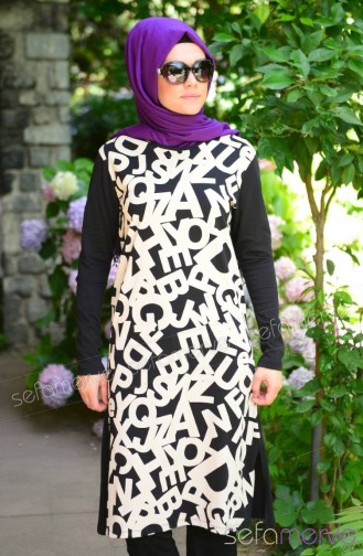 Uzun Penye Tunik 1456-03 Siyah