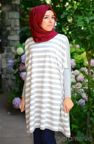 Tesettür Penye Tunik 1458-01 Gri