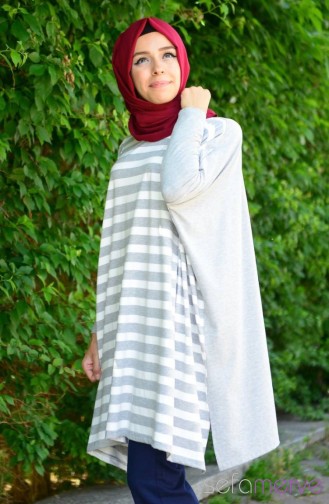 Tesettür Penye Tunik 1458-01 Gri