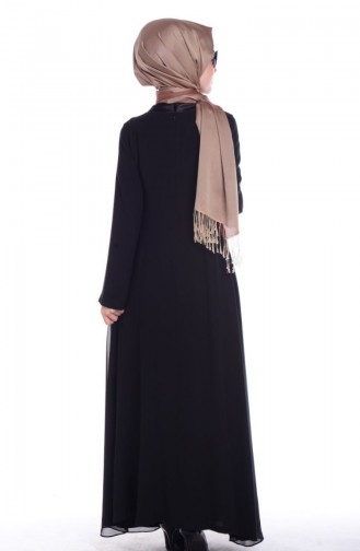 Black Hijab Evening Dress 4157-01