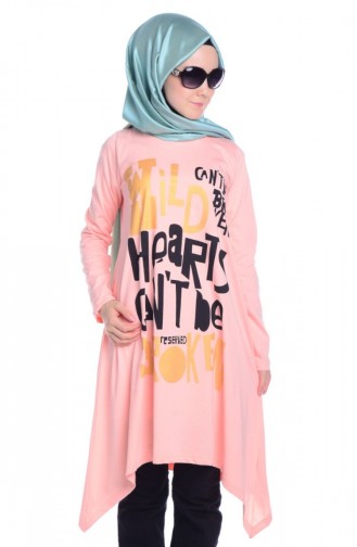 Tesettür Penye Tunik 5049-05 Somon