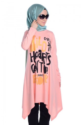 Tesettür Penye Tunik 5049-05 Somon