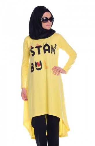 Tesettür Penye Tunik 5050-06 Sarı