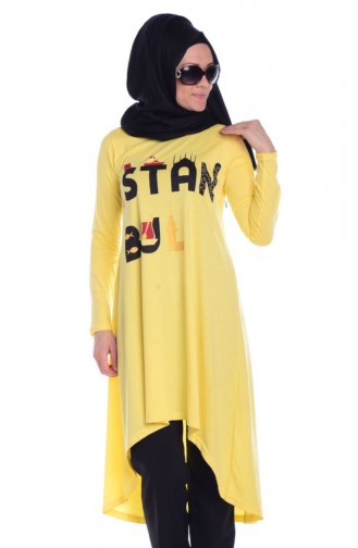 Tesettür Penye Tunik 5050-06 Sarı