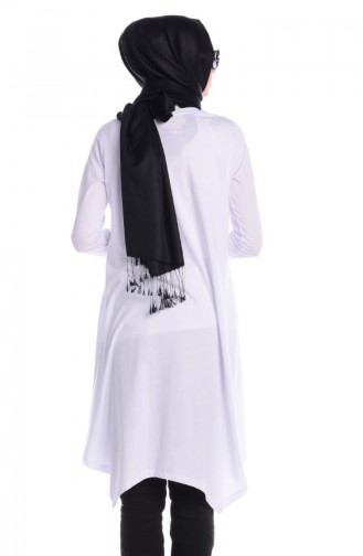 Tesettür Penye Tunik 5060-01 Beyaz