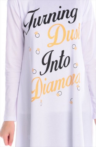 Tesettür Penye Tunik 5060-01 Beyaz