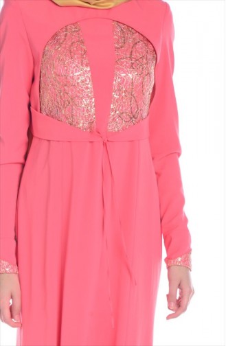 Light Coral Hijab Dress 0443-02